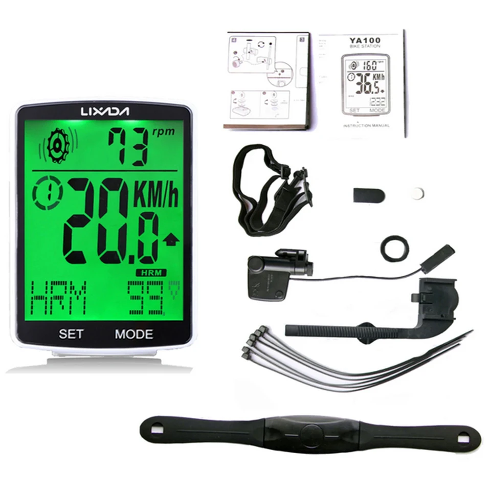 LIXADA 3 v 1 bezdrôtový bicykel LCD SCRON CLICKY Computer W/srdcový frekvent senzor horského cyklistického bicykla Speedometer kilometer kilometrov kilometrov