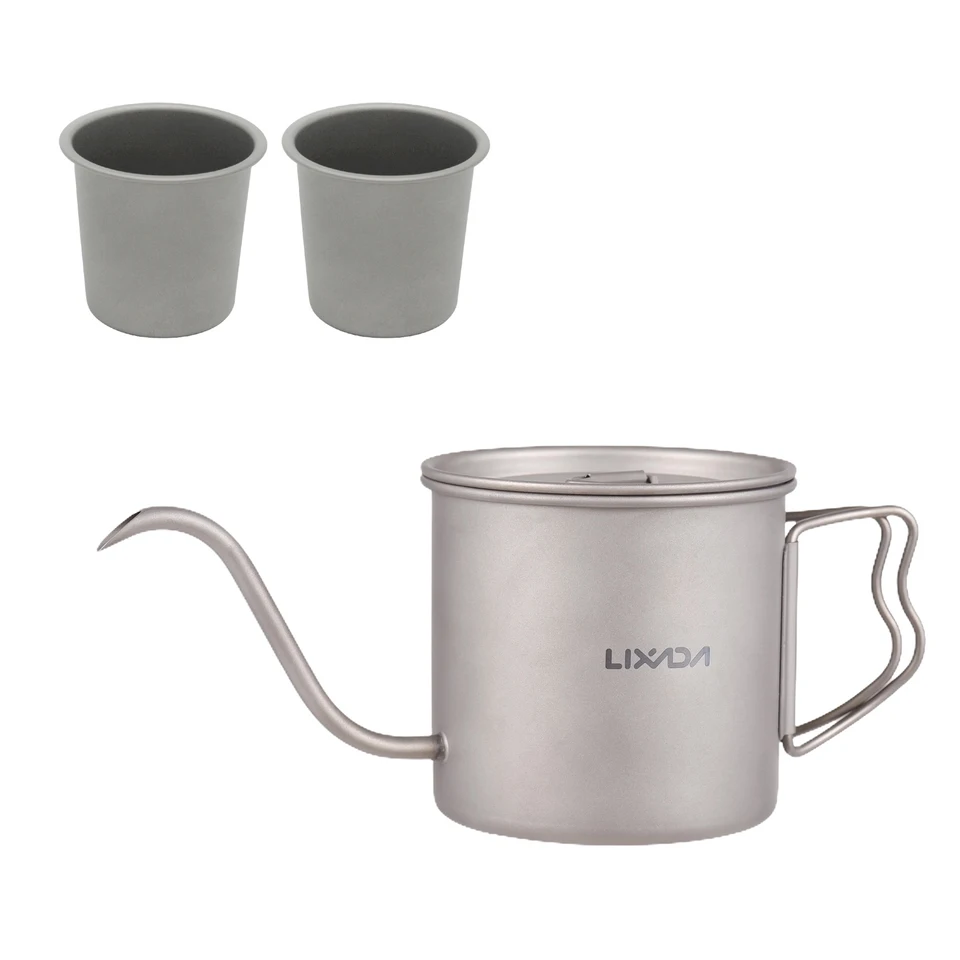 Lixada 400 ml titániová káva nalejte na kanvicu kávu Mini čajový vodný kemping kemping kávovky Top kávová hrniec gooseneck piknikový nápoj