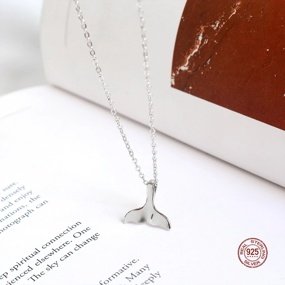 LKO Real 925 Streling Silver 100% módne veľryba Kúzlo kúzlo Dámsky náhrdelník Simple Mermaid Tail Clivice Prívesok k narodeninám darček k narodeninám
