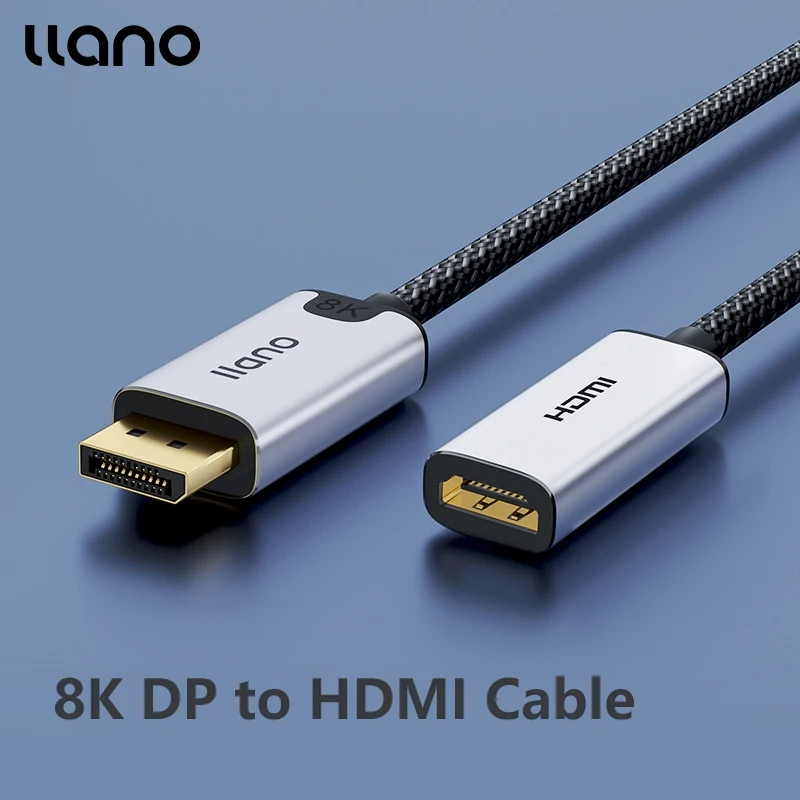 Llano 8K DP na HDMI kábel / kábel typu C až HDMI 8K / 60Hz 4K 2K Stabilný 8k displej s displejom do HDMI prevodníka kábla Dual Mode HD Video HD VIDEO