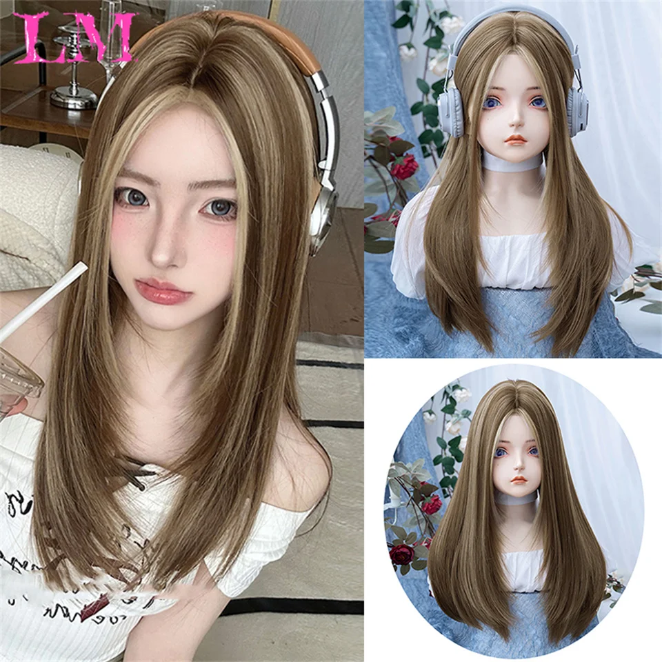 Lm dlhé priame vrstvené parochne Blonde Platinum zvýraznite parochň
