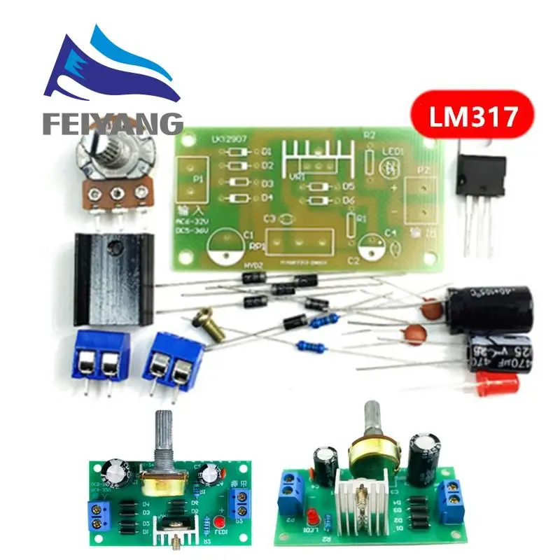 LM317 Nastaviteľná súprava napájacieho zdroja Kontinuálne nastaviteľné DC Power Dorth Dorth DIY Výučbové výcvikové diely
