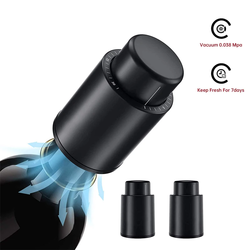 Lmetjma Fľaša na fľaše na víno opakovane použiteľné vákuové zátky vín Pump Pump Wine Preserver, aby vaše víno udržalo čerstvé až 7 dní KC0427