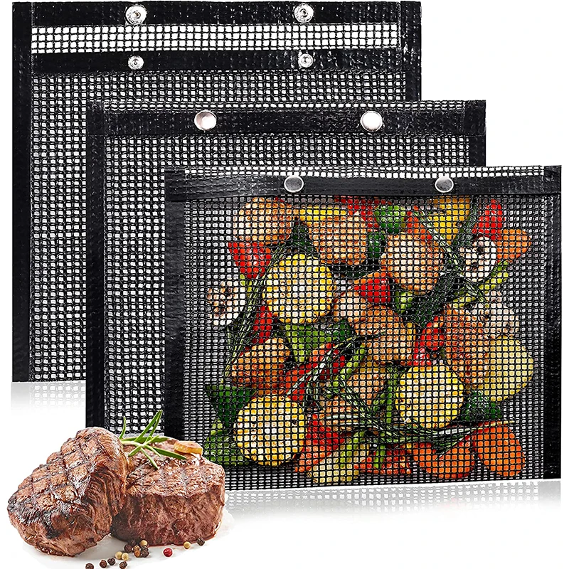 Lmetjma ptfe sieťové tašky Grill Opätovné použiteľné nelepivé grilovacie vrecká na grilovanie pre fajčiary na uhlie plynov