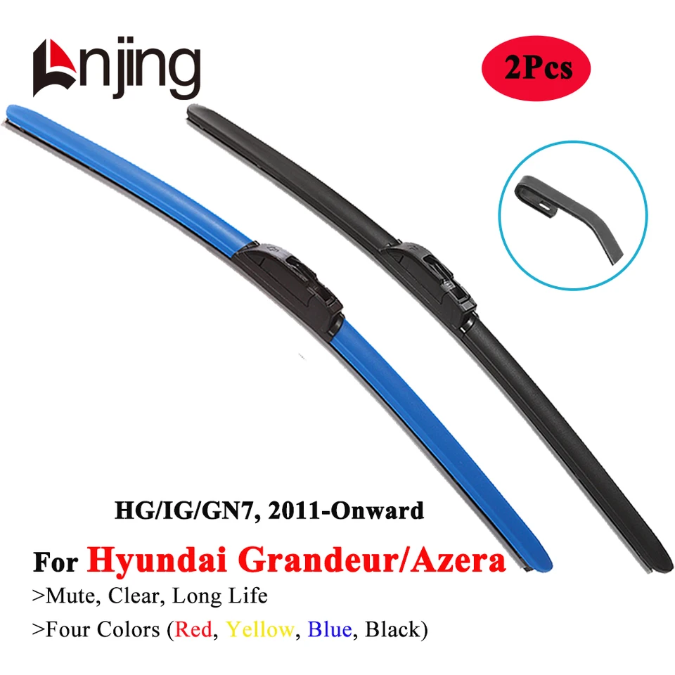 LNJing Colorful Hybrid Wiper Blades pre Hyundai Grandeur Azera Hg IG Gn7 sedan 2011 2012 2015 2016 2018 2020 2021 2022 2023 2024 2024