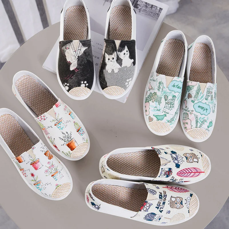 Loafer látkové topánky Dámske ploché mokasíny Ženy 2022 Nový štýl Kórejské biele náhodné plátno Zapatillas Mujer Espadrilles Mujer Lona