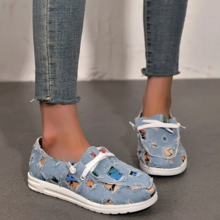 Loafery dámske platforma Shops Cowboy Flats Sandals 2023 Jeseň Nový dizajnér Walking Sport Shoe Lace Up Running Turis Zapatos