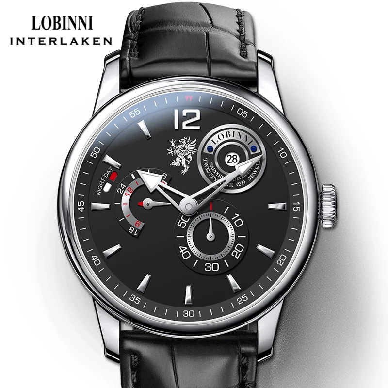 LOBINNI TOP Brand LUXURY Pánske mechanické hodinky MOURE MOURE Automatické hodinky Men hodinky zafírske sklenené vodotesné hodinky