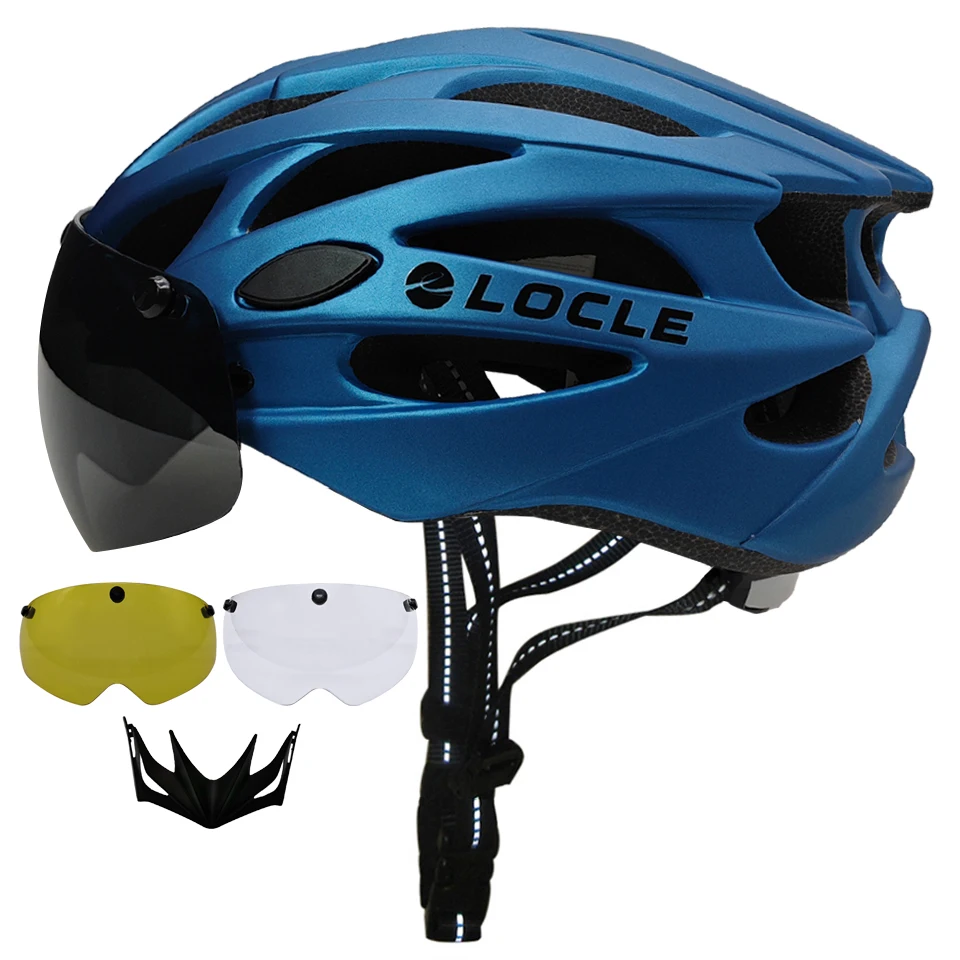 Locle magnetické okuliare cyklujúca prilba Men Dámske šošovky na bicykli MTB Bike Helmet Road Mountain Prilba odnímateľný Sunvisor