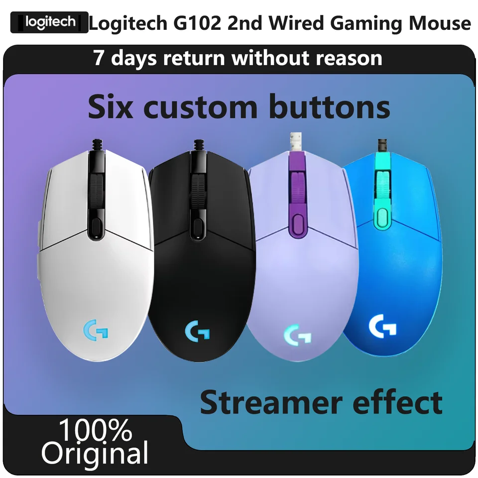 Logitech G102 Druhá generácia Káblová myš Esports Game Špecifická CSGO PUBG Makro počítačové periférie myši