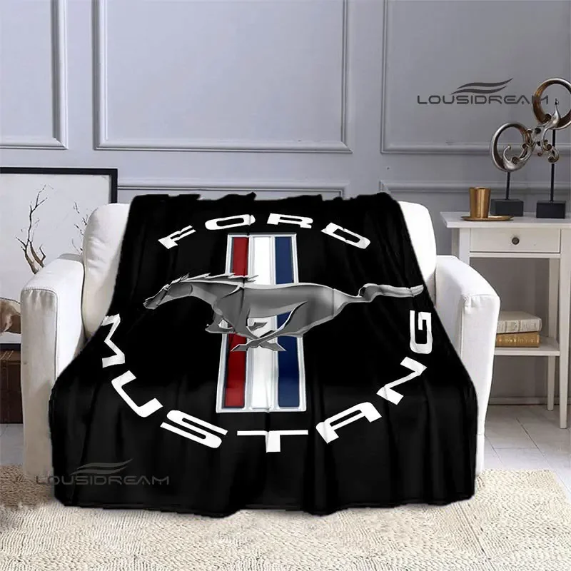 Logo auta Mustang Tlačené prikrývky flanel teplé prikrývky pre postele dúhová prikrývka piknik prikrývku postele podšívky narodeniny darček