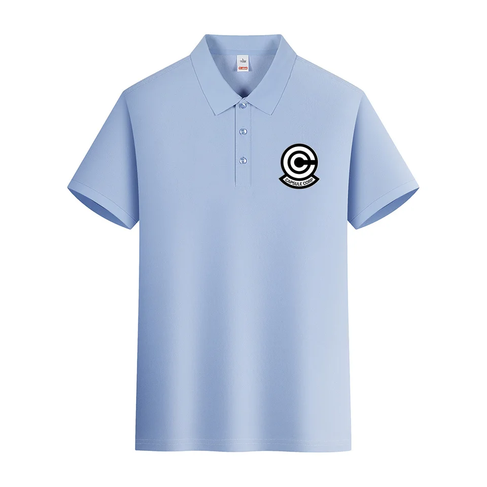 Logo CAPSULE CORP Mužské pólo Tričko Fashion Street Príležitostné tričko Nadmerné voľné tričká letné mäkké muži oblečenie