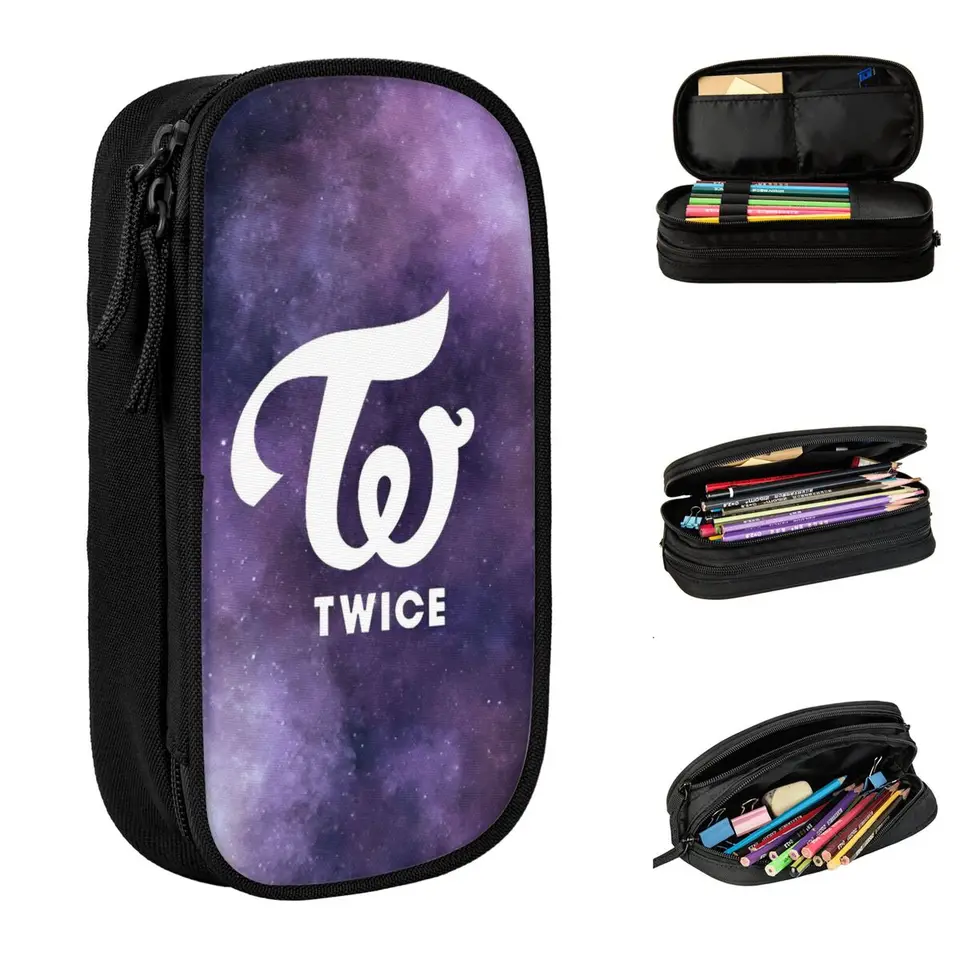 Logo Dvakrát ceruzka prípady Kórejský KPOP Hudobné pero Držiteľ Bag Girl Girl Boy Veľký úložný priestor Študent Školský darček pre ceruzku