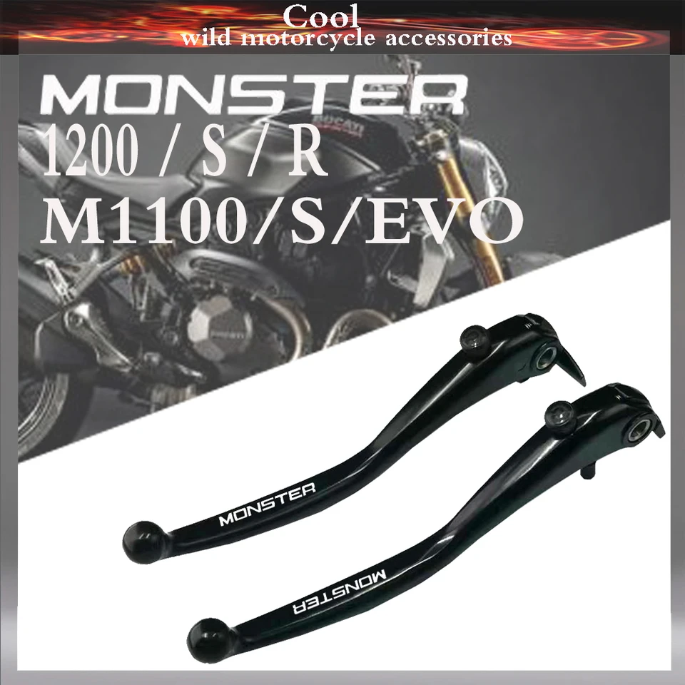 Logo laseru pre Ducati 1200/s/r m1100/s/evo monštrum čierne strieborné páky motocyklovej brzdovej spojky