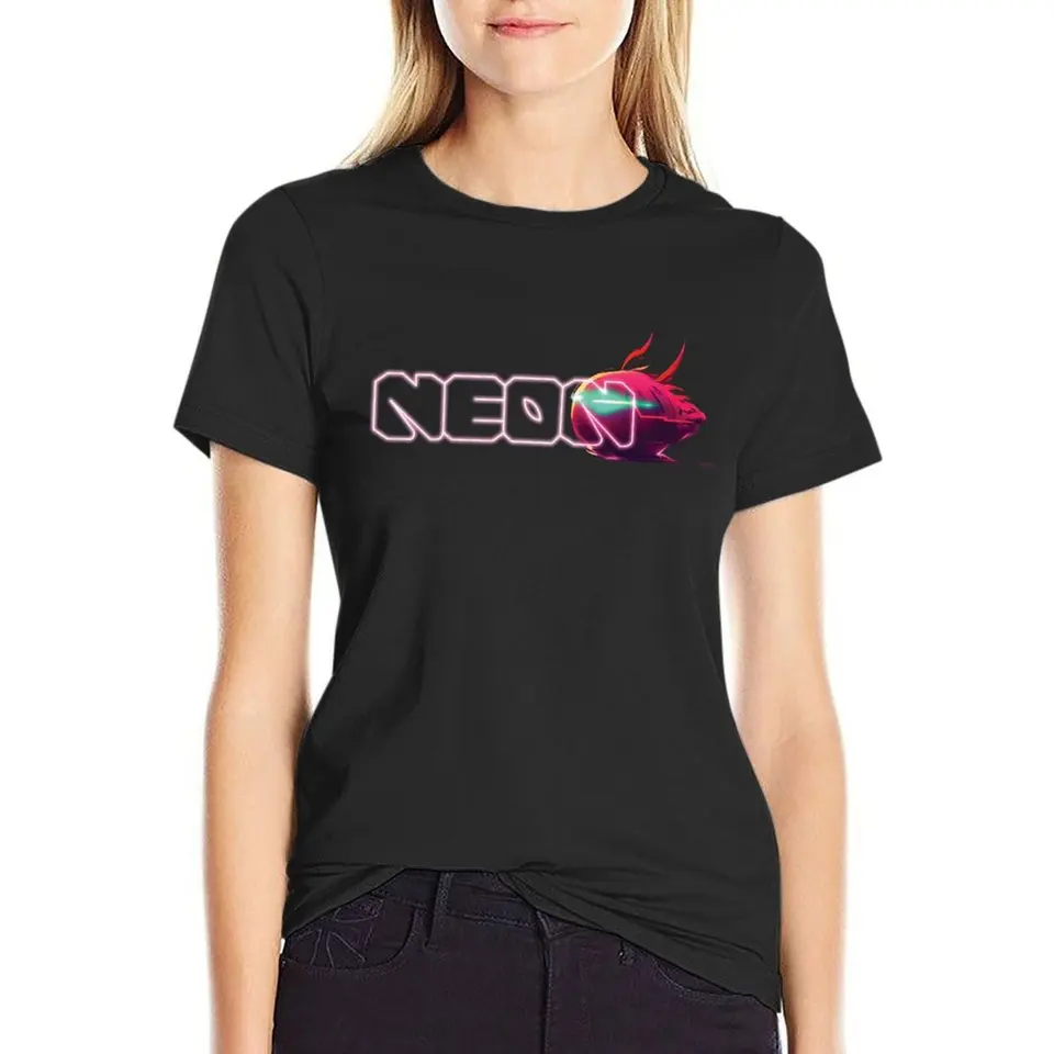 Logo neónového granátového jablka (striedanie) Tričko Funny Blúzka Estetické oblečenie Ženské oblečenie Dámske tričká