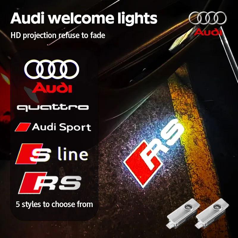 Logo s logom pre dvere automobilov HD Velkové svetlá Príslušenstvo pre Audi Sline RS Q2 Q3 Q5 Q7 Q8 A3 A4 A5 A6 A7 R8 B5 B6 B7 B8 SQ3