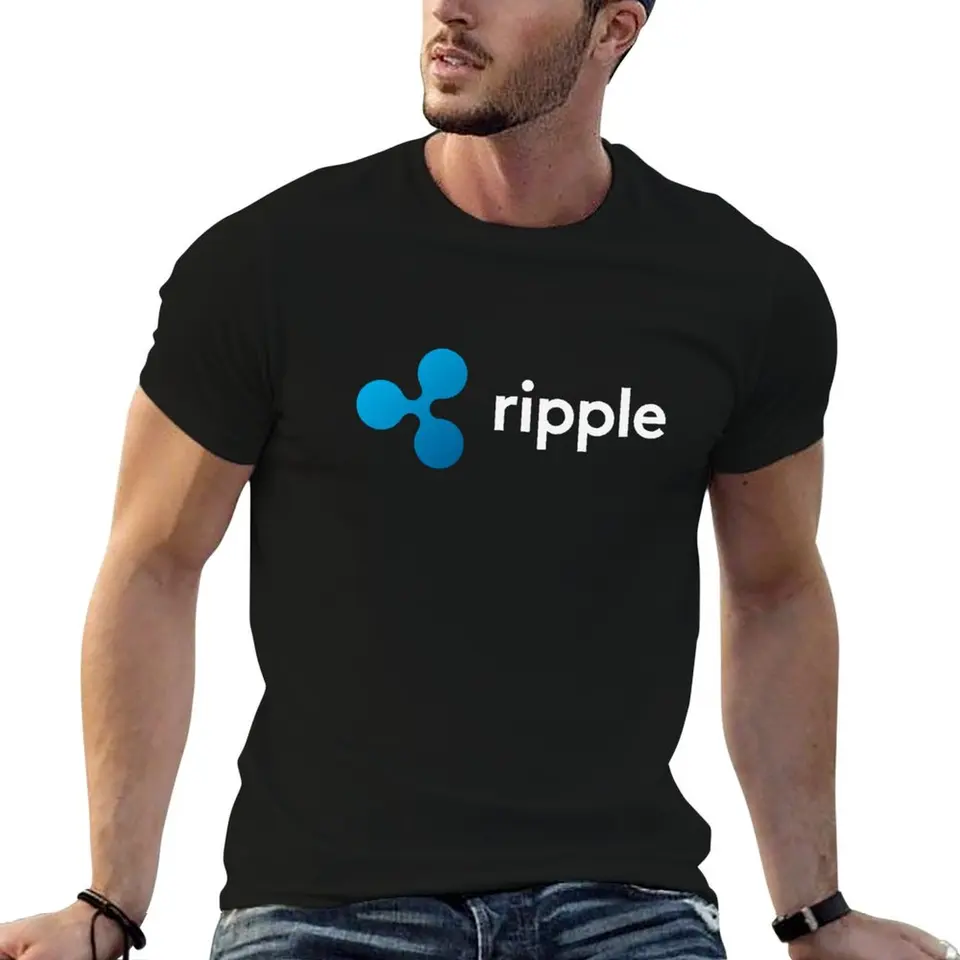 Logo zvlnenie (XRP) Logo kryptomeny Tričko Vintage Grafické tričko Tee modré archívne košele grafiky plus veľkosť mužov oblečenie