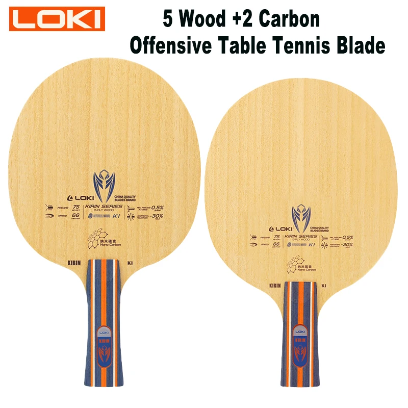 Loki Kirin K1 stolová tenisová raketa Spodná doska 5 dreva +2 uhlíkový útočný FL CS 6,5 ± 0,2 mm oblúkovú rukoväť BAT pre začiatočníkov