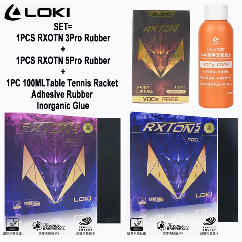 Loki rxotn 3/5pro stolný tenisový gumový list pupienky v lepkavej slučke Forehand Rýchly útok 40/41 modrá špongia 100 ml lepidla