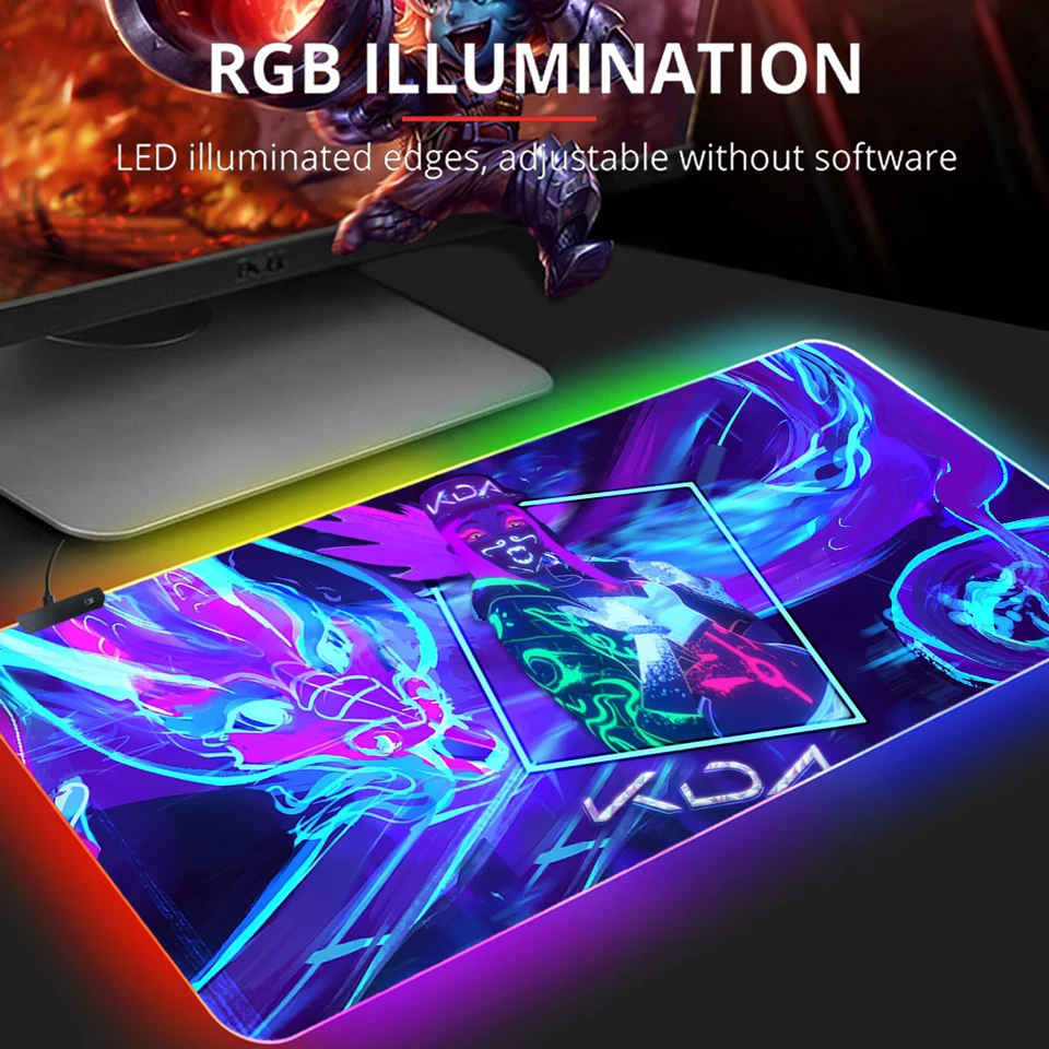 Lol KDA All Out Mouse Pad RGB LED AKali League of Legends Koberec PC PC počítač Klávesnica Herné príslušenstvo TABUĽKA XL MOUSEPAD