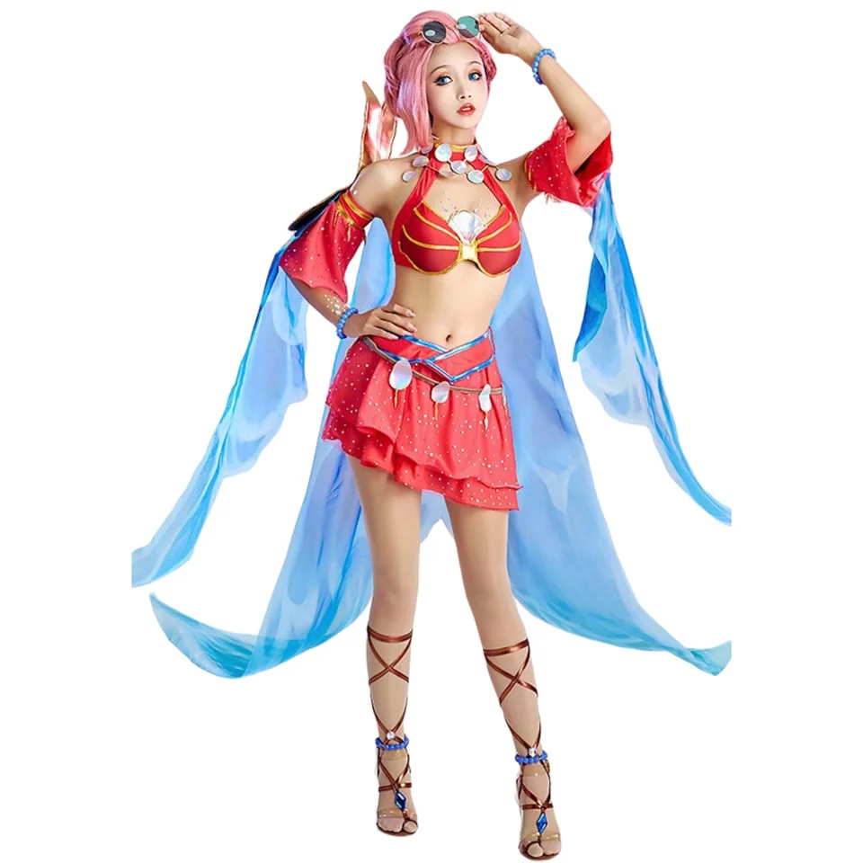 Lol Ocean Song Ashe Cosplay kostým pre ženy dievčat