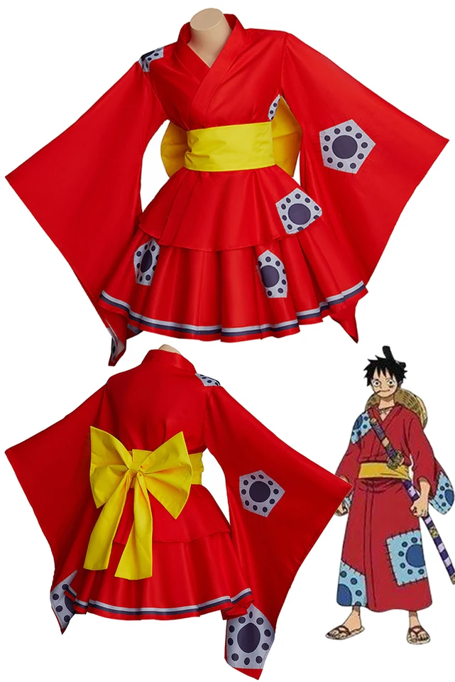 Lolita Monkey Luffy Cosplay Ženy kostým anime One Piece Wano Roleplay Fantasia Halloween Karneval Party Cloth