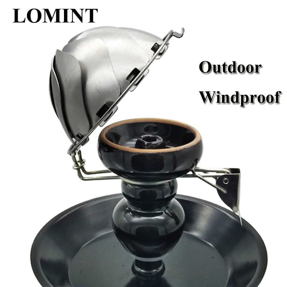 Lomint Outdoor vodná fajka tabaková misa s kovovým krytom vetra shisha vodné fajky Chicha Narguile Accessory Drop Shipp