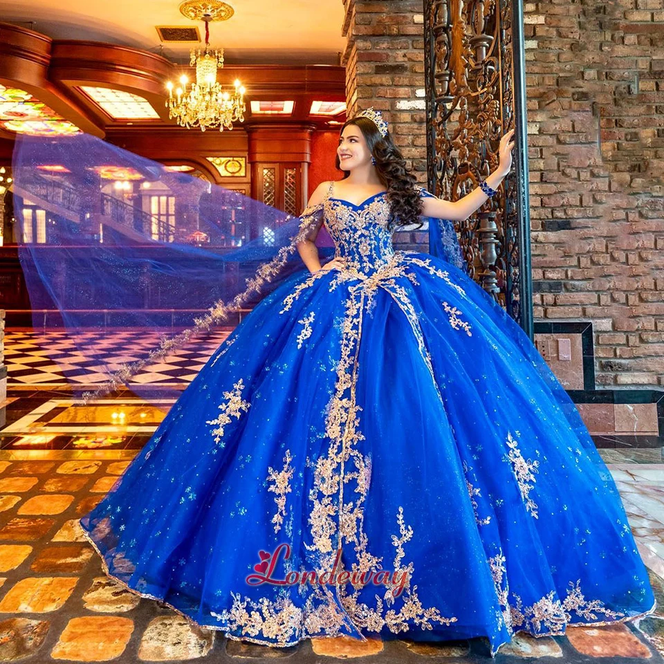 Londeway očarujúce s mysom z ramena Quinceanera Lace Lace Appliques Vestidos de 15 Vestidos de formatUra Prispôsobené