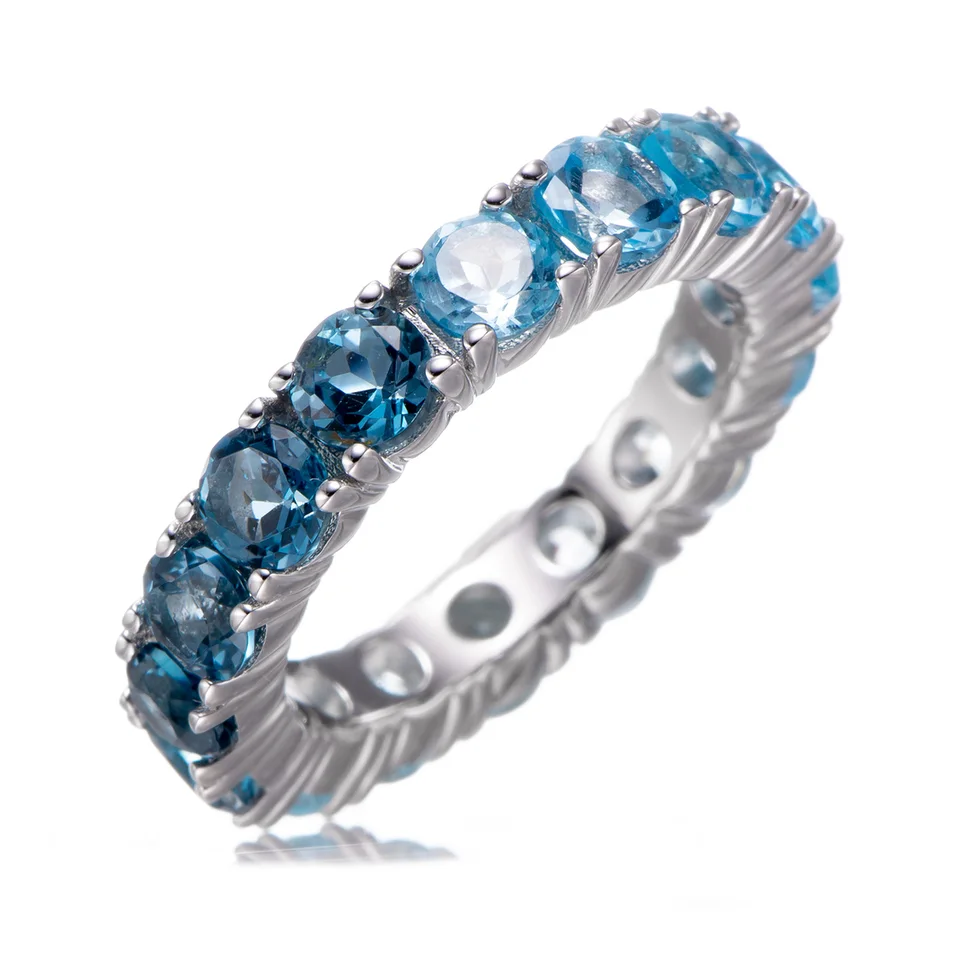London Blue Topaz, Swiss Blue Topaz, Sky Blue Topaz Rhodium cez Sterling Silver Ring