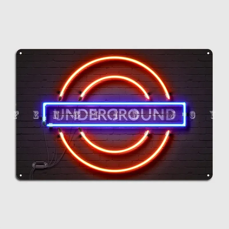 London Underground Neon Metal Plaque Plaque Wall Wall Club Bar
