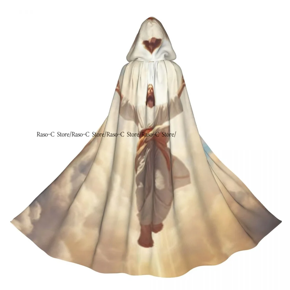 Long Cape Cloak Ježiš Kristus v Kimono letí vysoko v oblohe plášťový plášť jesenné kapucňa