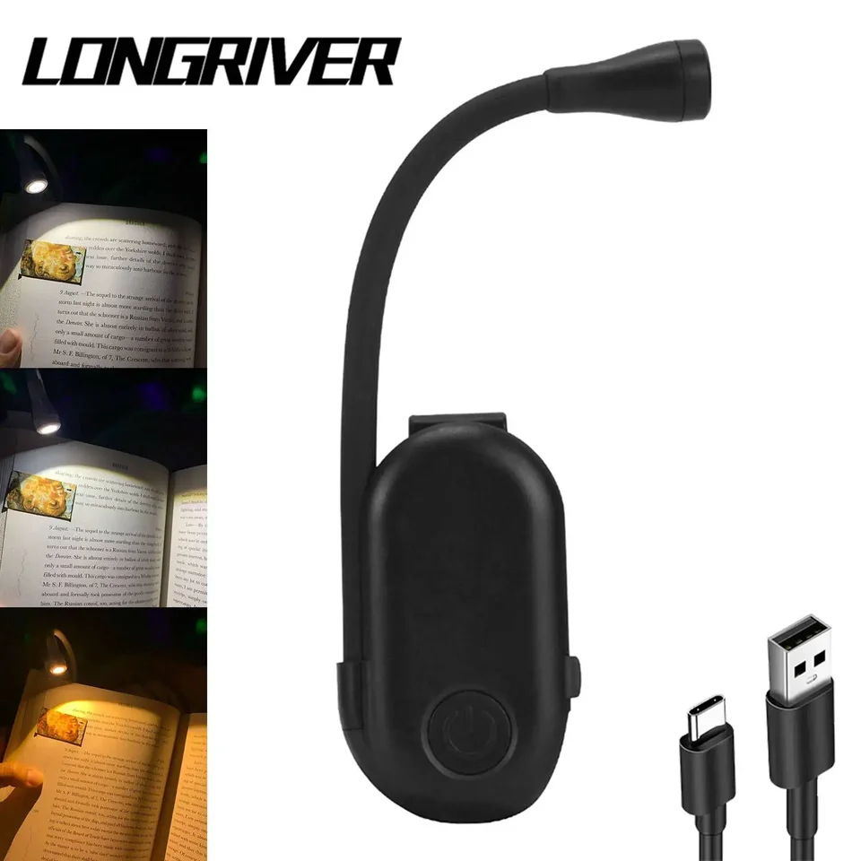 Longriver Mini LED kniha Noc C15 Svetlo nastaviteľná klip 360 ° Flip Study Protection Light Lamp nabíjateľné na čítanie spálne