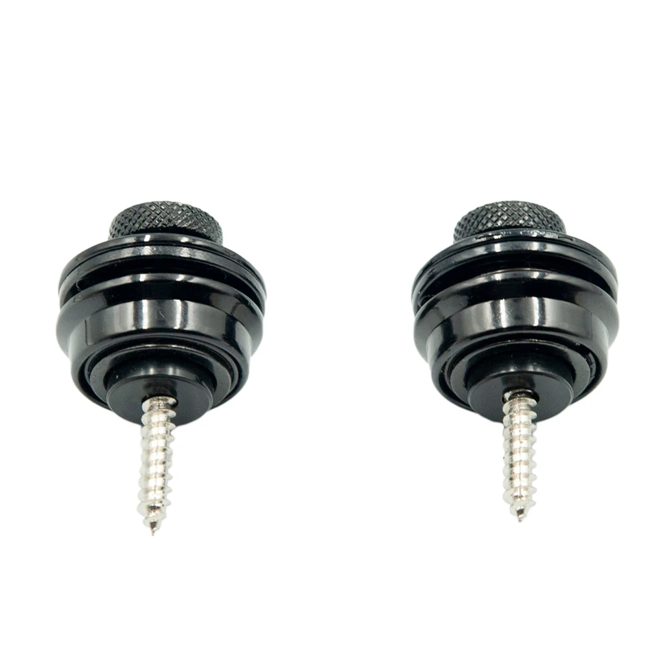 Look 2pcs čierna plochá hlava spona na gombíky Zamknuté kolíky Uzamknutia gitarové diely Easy Fit akustické elektrické gitarové remienky