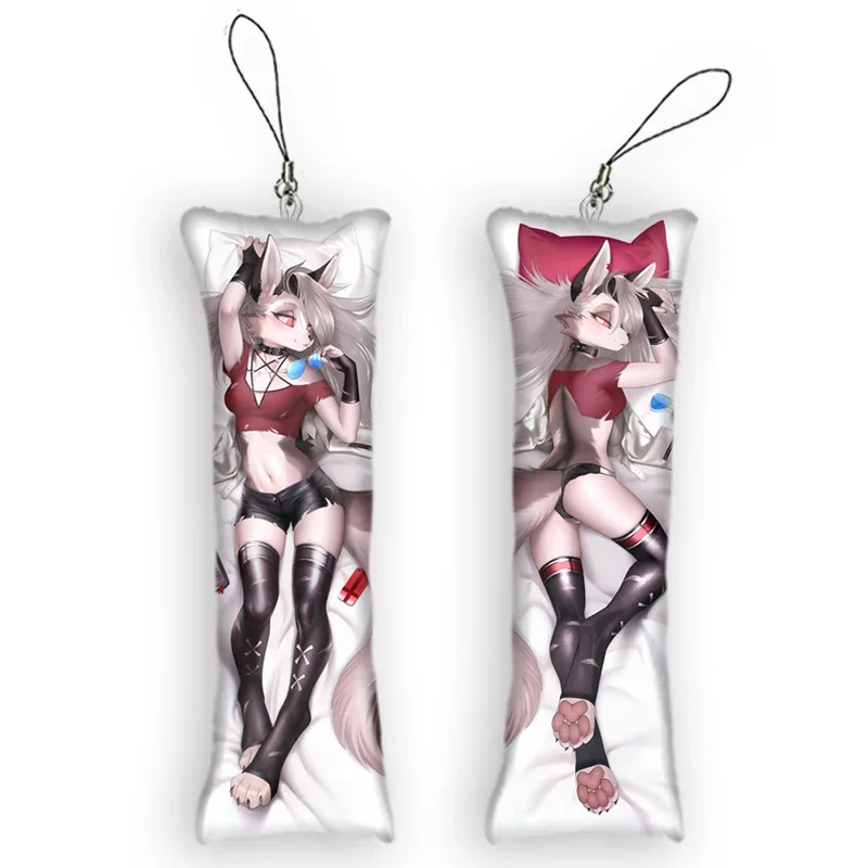Loona (helluva šéf) Mini Dakimakura prívesok Keychain Furry obojstranná tlačová ozdoba Roztomilé prívesky na malé telo vankúš