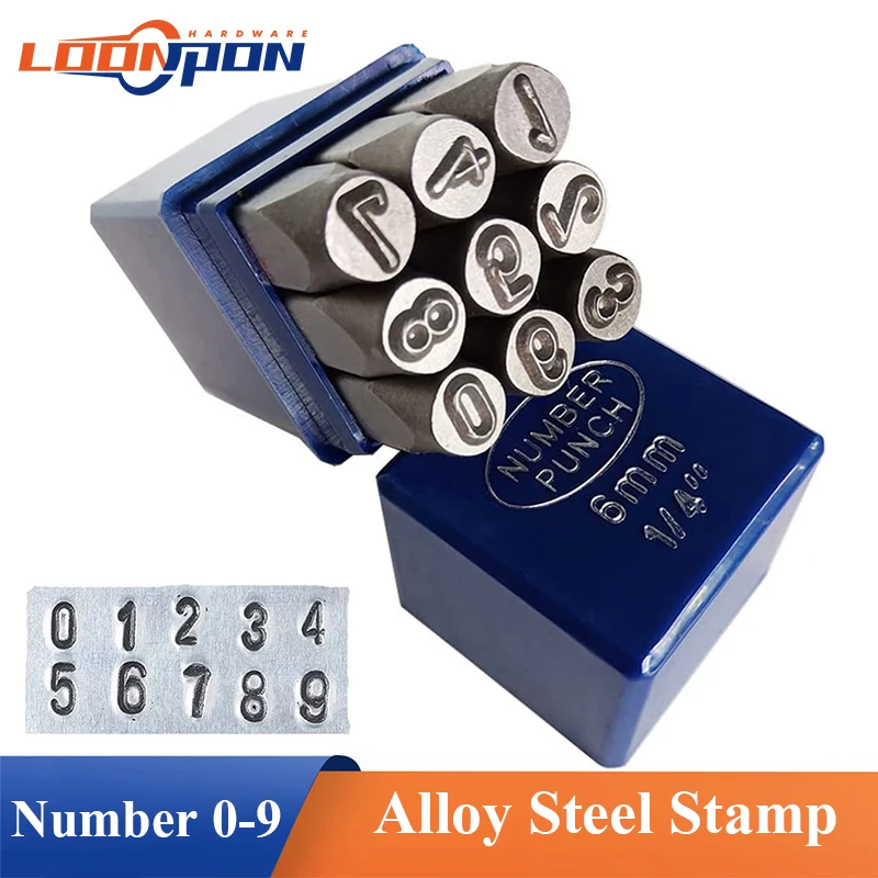Loonpon kovová pečiatka číslo číslo listových pečiatok sada zliatiny oceľová pečiatka DIY Punch Tools pre koženú kovovú hliníkovú jemnú oceľ