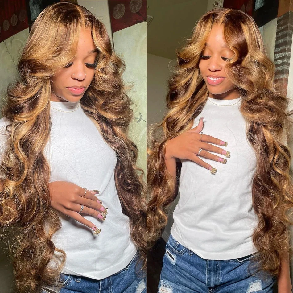 Loose Body Wave Parochňa ľudské vlasy 4/27 zvýraznená farebná ombre blondínka brazílska 13x6 HD priehľadná čipka čelná parochňa pre ženy