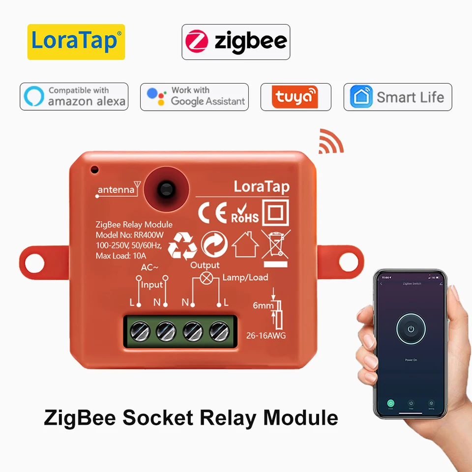 Loratap Tuya Zigbee 3.0 Smart Life Socket Modul Wireless Diaľkové ovládanie, pracujte s Echo Alexa Google Home Voice Assistant DIY