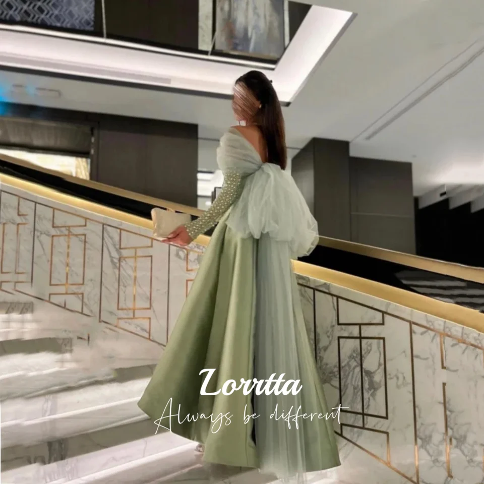 Lorrrtta Fashion Boat krk Tulle Flitre saténové formálne príležitosti ples šaty podlahové dám