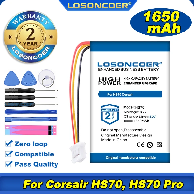 Losoncoer 1650 mAh batéria pre Corsair HS70, HS70 Pro, RDA0031 náhlavná súprava RDA0034