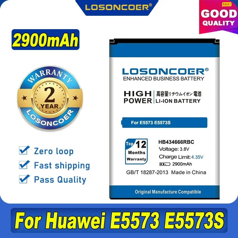 Losoncoer 2900MAH HB434666RBC batéria pre router Huawei E5573 E5573S E5573S-32 E5573S-320 E5573S-606 E5573S-806