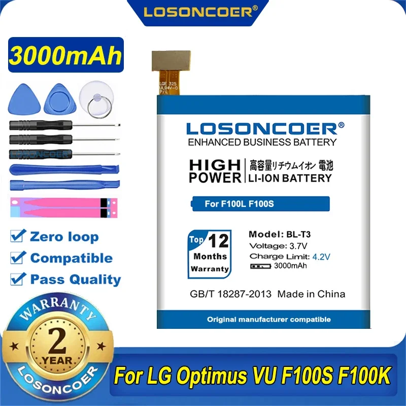 Losoncoer 3000 mAh BL-T3 batéria pre LG Optimus Vu F100 F100L F100S F100K VS950 P895