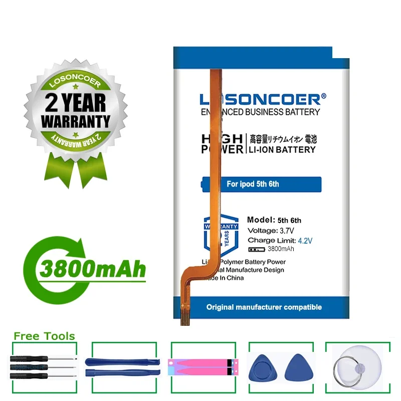 LosonCoer 3800 mAh náhradná batéria SSD HD Upgrade Battery pre iPod 5. Gen Video 30 GB / 6th Gen Classic 80 GB 120 GB / 7. Gen 160 GB