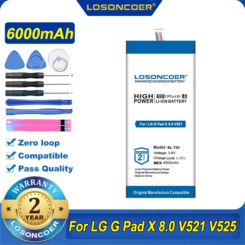LosonCoer 6000MAH BL T20 BL-T20 BATTERIS pre LG G PAD X 8,0 V521 V525 V520 TABUĽKA PC