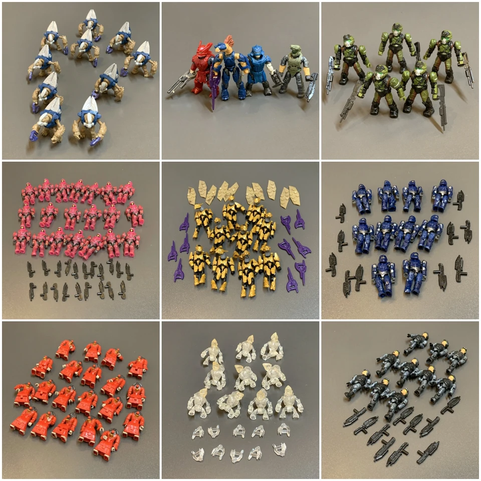 LOT CONTUX nekonečné nekonečné UNSC Marine Soldier Army Brute Grunt Minis Action Figures s hračkami zbraní