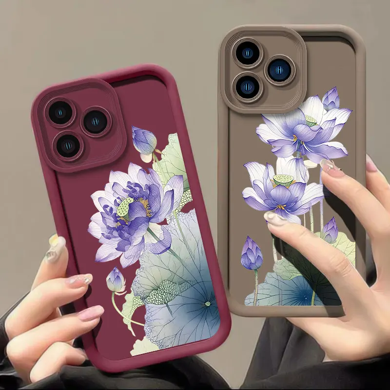 Lotus Flowers Telefón puzdro pre Oppo Realme 12 11 5 7i 8i GT 3 6 Neo 5 Master Pro Plus Silikone Soft Shock -odolný nárazník zadný kryt nárazníka