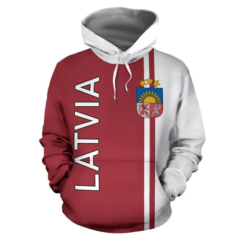 Lotyšska vlajka Znak, mikina 3D tlačená muži Ženy harajuku mikina pullover móda Populárne y2k mikiny nové unisexové vrcholy unisex