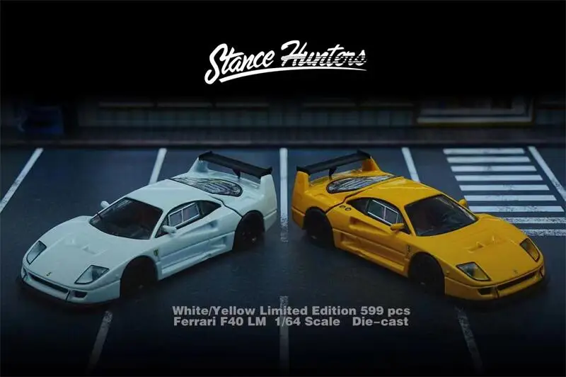 Lovci postoja 1:64 F40 LM žltý /biely odliatok modelu automobilu