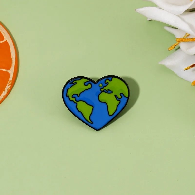 Love Earth Smalt Pins Srdce Tvar Planet Brošne klošné odznaky Ochrana životného prostredia