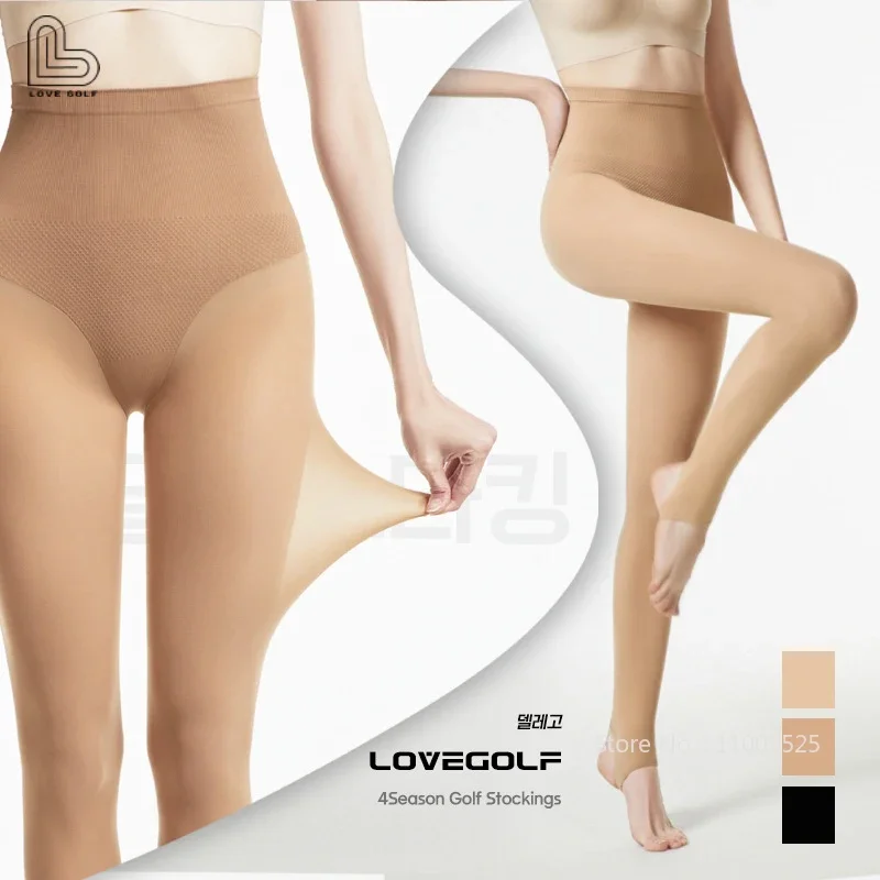 Love Golf Dámske elastické legíny na ľadové hodvábny golfový leggingy Dámy štíhle Sun Sport Sport Pantyhose High Pase Anti-UV dlhé ponožky