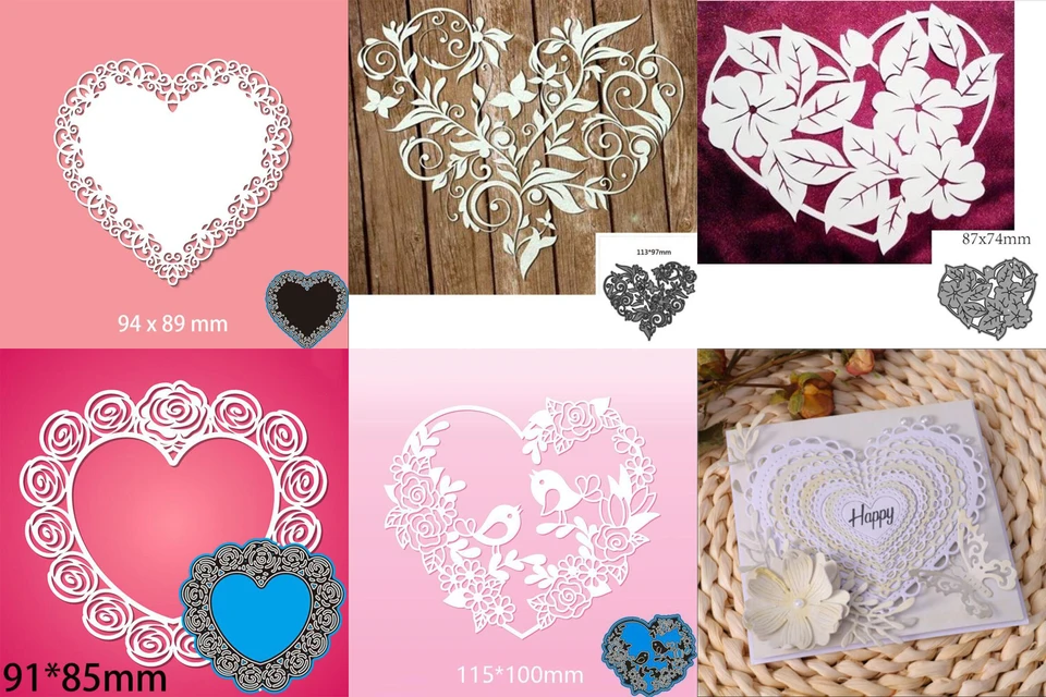 Love Heart Flower Lace Cutting Cutting Dies Cut Die formy Scrapbook papierová remeselná pleseň čepeľ Punch Embosing Stencils